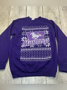 Western university mustang purple winter design crew neck sweatshirt women’s SM
